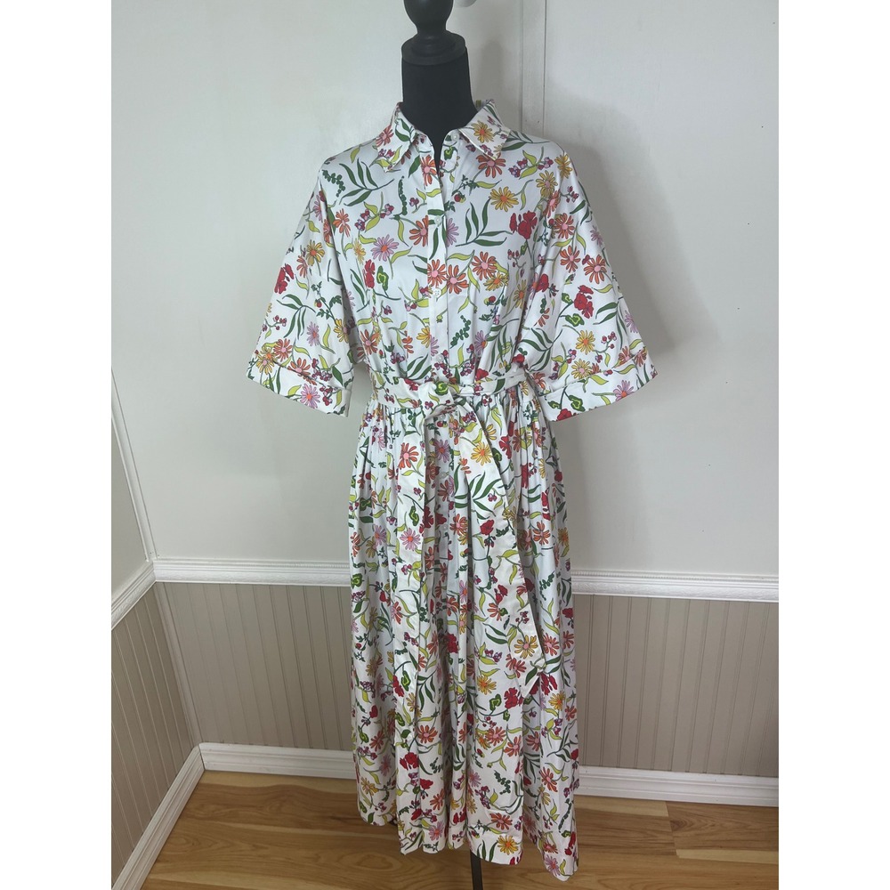 Kate Spade New York Greenhouse Floral Cotton Poplin Midi Shirt Dress Size L NWOT - Picture 4 of 14